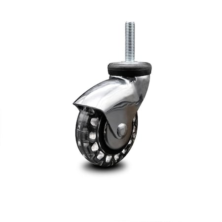 Service Caster 3 Inch Bright Chrome Hooded Polyurethane 12mm Threaded Stem Caster SCC SCC-TS03S310-PPUBD-BC-M1215